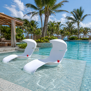 Chaise longue en fibre de verre avec coussin pour piscine peu profonde, terrasse et patio extérieur - Product Image 4