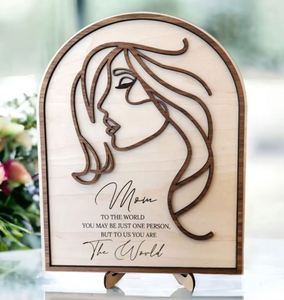 <b>Customized</b> Mother's Day Gift Engraved <b>Wooden</b> Decoration <b>Sign</b> for Mom 100pcs MOQ Tabletop Size About 12.7x17.8cm Factory Price - Product Image 4