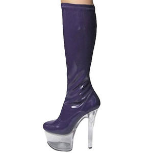 Bottines à talons hauts de 17 cm, bottes hautes pour femmes de 7 pouces, multicolores, en similicuir, à revers noir, sexy - Product Image 3