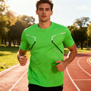 T-shirt de course à manches courtes de haute qualité, personnalisé, multicolores, respirant, à séchage rapide, anti-humidité, léger, pour la course en plein air - Product Image 6