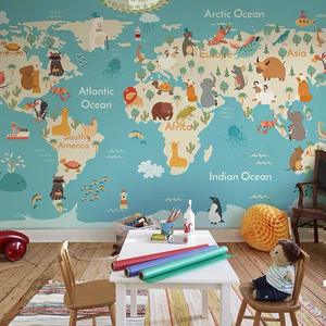 Papier peint moderne <span class=keywords><strong>3D</strong></span> carte du monde imperméable tissu ignifuge design mural pour garçons et filles chambre et salon - Product Image 3
