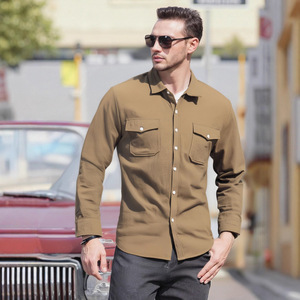 Camicie casual da <span class=keywords><strong>uomo</strong></span> ODM personalizzate, tinta unita, in lino, con tasca grande, stile europeo e americano, <span class=keywords><strong>taglie</strong></span> forti, <span class=keywords><strong>abbigliamento</strong></span> maschile. - Product Image 2