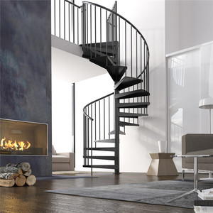 Escalera <span class=keywords><strong>de</strong></span> Caracol <span class=keywords><strong>de</strong></span> Acero Personalizada para Interiores, <span class=keywords><strong>Diseño</strong></span> Moderno <span class=keywords><strong>de</strong></span> Escalera Helicoidal Flotante con Barandilla - Product Image 4