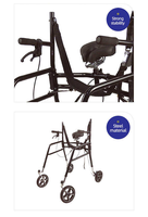 Déambulateur pliable à hauteur réglable avec siège, nouveau design de sangle pour la rééducation assistée et la marche debout