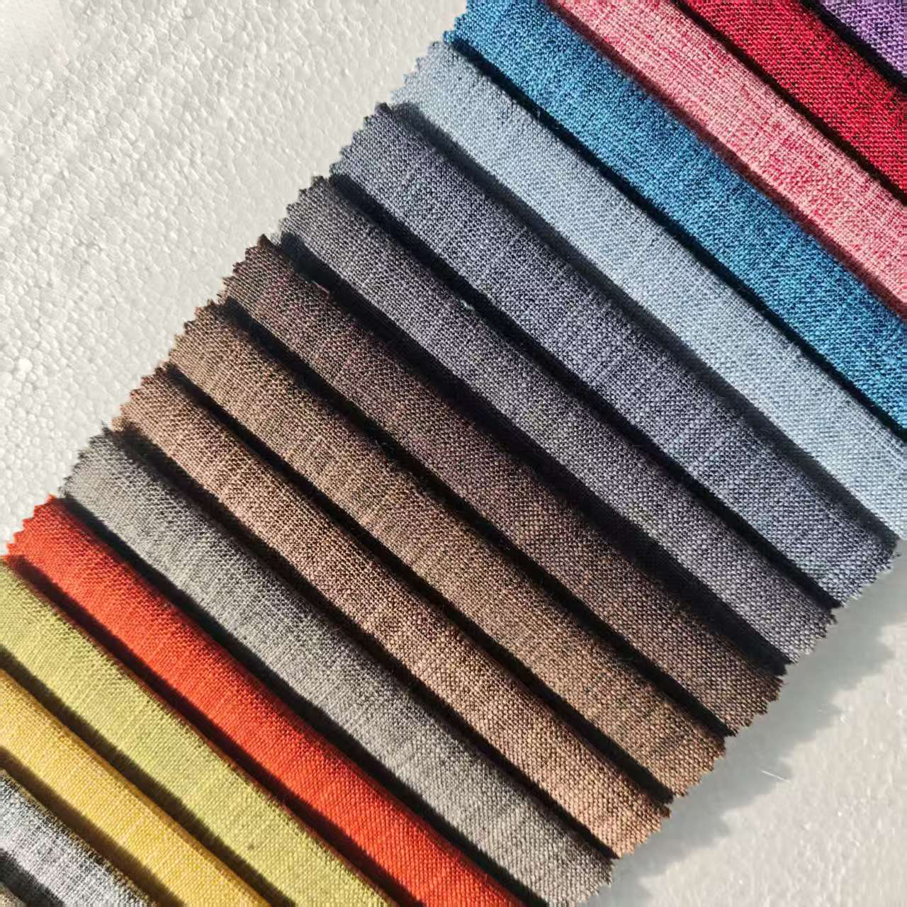 Durable 280GSM 100% Polyester Woven Plain Faux Linen Fabric Upholstery Cloth Tear/Stain Resistant 26 Colors Custom for Sofa