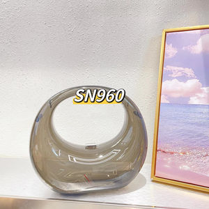 Oeuf d'oie acrylique transparent doré demi-lune nuage sac Banquet croissant pince boîte sac pochette haute qualité porté à la main bandoulière - Product Image 3