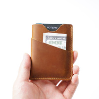 Dompet Pria Kulit Asli Crazy Horse Retro Original Spot Custom, Dompet Pendek Kecil Kasual, Tempat Kartu, Dompet Koin Buatan Tangan