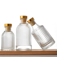 Bouteilles diffuseurs à roseaux en verre transparent gaufré vintage de 50 ml, 100 ml, 200 ml, mini-vases décoratifs arrondis en forme de bourgeon de fleur en stock
