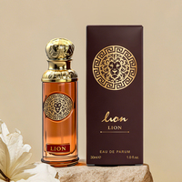 Mini-parfum arabe de luxe original en spray, vente en gros, avec notes de lavande, prune, muscade, cacao, et flacon en verre Lion d'Or médaillon