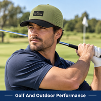 Casquette de golf légère, imperméable, respirante, perforée au laser, à cinq panneaux, avec corde tressée réglable, OEM ODM, vente en gros