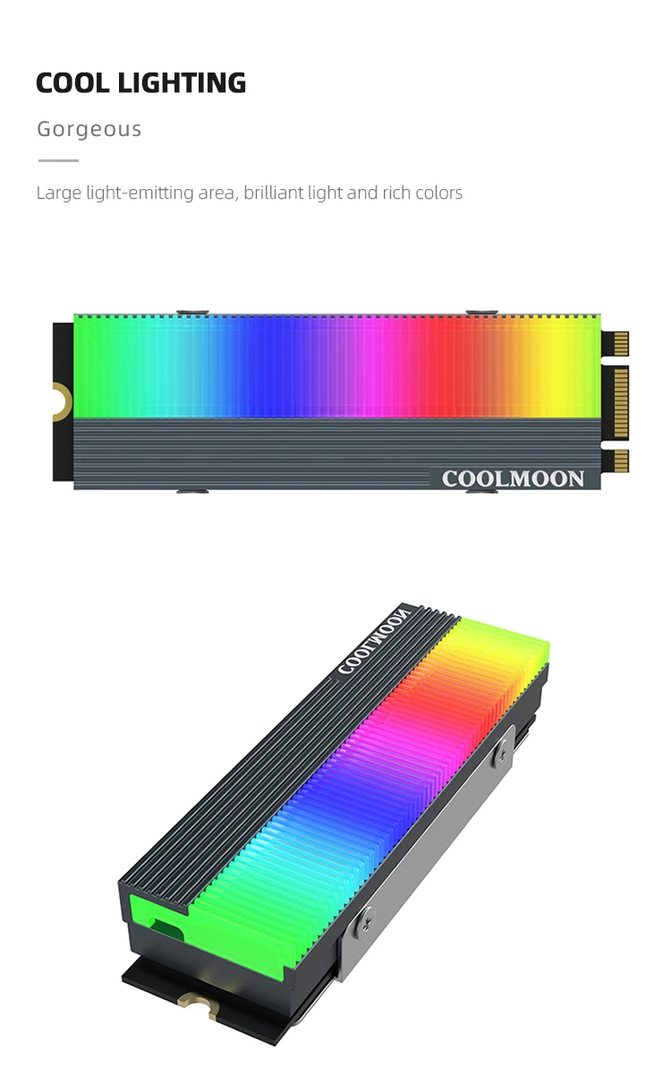 COOLMOON CM-M2A M.2 SSD refroidisseur Adressable 5V ARGB Carte Mère lumière syn Logiciel contrôle LED M2 Soclid state drive dissipateur de chaleur