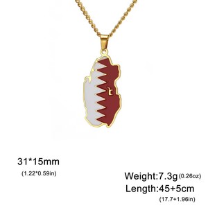 Collar con Colgante de Bandera Esmaltada de Acero Inoxidable, Chapado en Oro de 18K, Estilo <span class=keywords><strong>Qatar</strong></span>í, Venta al Por Mayor - Product Image 4