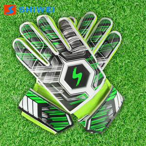 Guantes de portero de fútbol Shiwei de látex PU transpirables unisex para niños y adultos en verde, amarillo y rojo. - Product Image 1