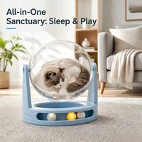 Lit pour chat en forme de vaisseau spatial mignon et tendance - Petit modèle amovible en mousse à mémoire de forme à motif floral pour toutes les saisons