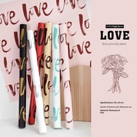 Kertas Pembungkus Bunga Tahan Air LOVE Baru untuk Hari Valentine, Kertas Kemasan Buket, Bahan Hadiah dan Florist Grosir