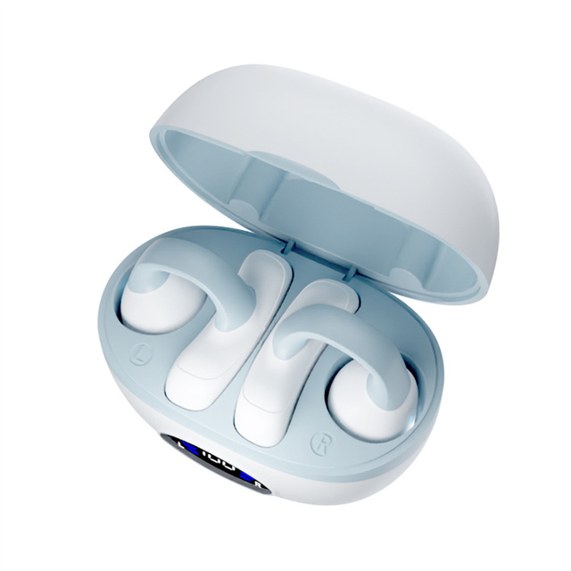 Black Portable IPX7 Waterproof TWS Wireless Earbuds New Design Clip-On BT5.4 Touch Control AAC Low Latency Noise Cancelling LED