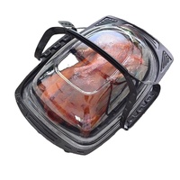 Boîte d'emballage ovale jetable pour poulet rôti et dinde, avec poignée et couvercles à trous d'aération, en plastique PP/OPS, pour pizza, nouilles, sushis, chewing-gum, gâteaux, fruits