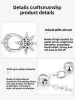 Harga grosir pabrik Hypoallergenic cincin perak Sterling 925 cincin perhiasan bulan dan bintang yang dapat diubah untuk wanita