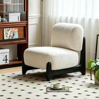 Chaise longue moderne avec structure en contreplaqué de bois massif de qualité E0 et revêtement en laine d'agneau, fauteuil inclinable de haute qualité pour salon