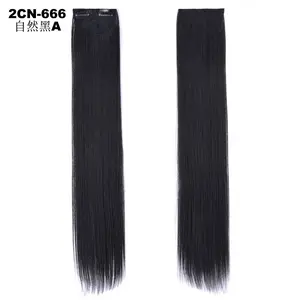 High Quality 24'' straight One Piece 2 clips In Synthetic Fiber Hair Extensions More colors in stock 40g with net