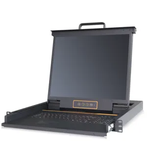 Console LCD KVM, Support USB et DVI, avec Support 1U, 19 pouces, Port unique, JD1901