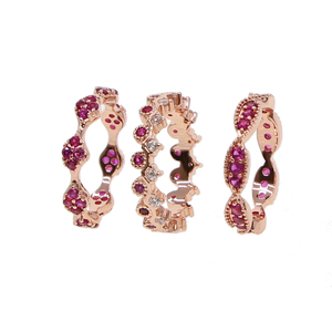 Bague de fiançailles en zircon CZ <span class=keywords><strong>pierre</strong></span> rouge, bijoux pour femme, anneaux empilables éternité - Product Image 1