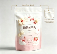 Sachet d'emballage pour snacks autoportant en PE épaissi, scellé sur trois côtés, résistant à l'humidité et aux déchirures, durable, avec encoche de déchirement intégrée facile à ouvrir
