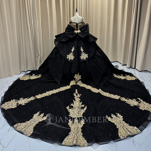 <span class=keywords><strong>Robe</strong></span> <span class=keywords><strong>de</strong></span> soirée Jancember MCT035, magnifique <span class=keywords><strong>robe</strong></span> <span class=keywords><strong>de</strong></span> bal noire à épaules dénudées, dentelle brodée, avec nœud - Product Image 3