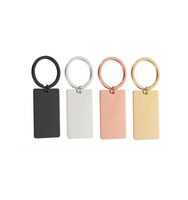 Silber Gold Roségold Schwarz Edelstahl Blanko Gravur Rechteckiger Anhänger Schlüsselanhänger für DIY Geschenk