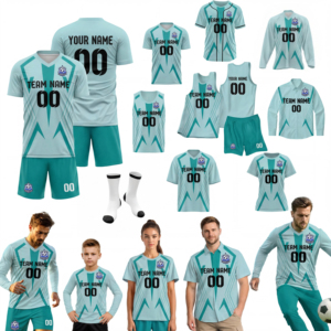 Maßgeschneiderte Unisex Fußballtrikots 2-Teiliges Set Atmungsaktives Jacquard-Gewebe Erwachsene Komplettes Set Fußballuniform Kits OEM-Service Spielername - Product Image 1