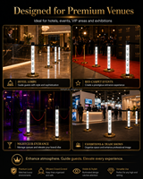 Poste de señalización LED RGBW con control remoto, tubos RGB y clasificación IP44 para alquiler de eventos y gestión de colas de USBBT