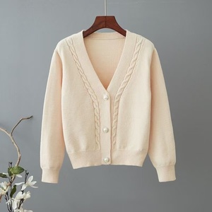 Maglione donna autunno e inverno giacca larga e sottile casual <span class=keywords><strong>cardigan</strong></span> in lana lavorato a maglia - Product Image 2