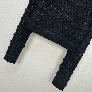 Nouvelle Collection Printemps 2026 : Style Vintage, Col en Tweed Tissé Orné d'une Boucle Dorée, à Simple Boutonnage, avec Courte Frange Noire - Product Image 5