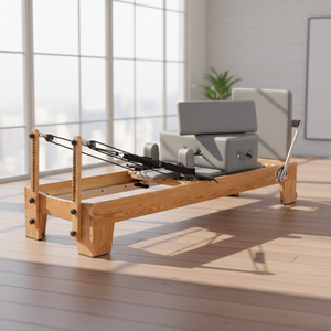 Reformer Pilates in Legno Rosso Usato con Molle Tedesche per Migliorare la Postura e Ridurre il Dolore alla Schiena - Product Image 3