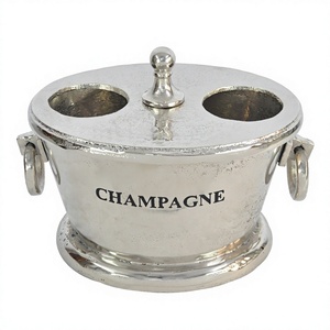 Support à champagne personnalisé porte-bouteilles seau refroidisseur de vin de style américain fait à la main 2 bière refroidisseur de vin logo personnalisé bol à glace - Product Image 1