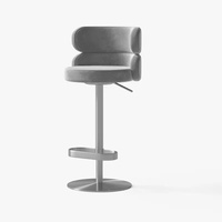 Tabouret pivotant réglable en hauteur Yeehon Gold Lift, siège en flanelle, design moderne luxueux, structure en acier inoxydable, accoudoirs fixes, pour bar à domicile