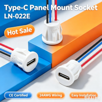 Connecteur femelle étanche blanc de type C rond LN-022E avec faisceau de câbles 24AWG 150 mm