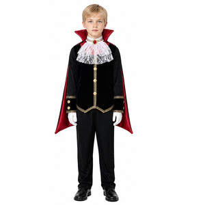Conjunto de Disfraz de <span class=keywords><strong>Vampiro</strong></span> para Niños, Capa, Chaleco, Chaqueta, Vestido Victoriano Gótico de Terciopelo con Cuello de Encaje, Disfraz para Cosplay, Fiesta, Juego de Roles - Product Image 2
