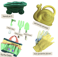 Ensemble d'outils de jardinage pour enfants, kit de jardinage pour enfants avec mini chariot, râteau, fourche, truelle et arrosoir