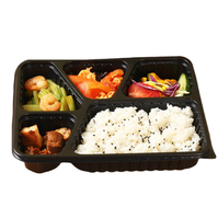 Boîte alimentaire jetable en plastique à 4 compartiments avec couvercle transparent pour la préparation de repas à emporter, idéale pour la restauration