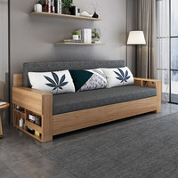 Sofá Cama Convertible de Madera Multifuncional Reclinable Moderno con Amplios Cajones de Almacenamiento y Tapicería de Tela para Sala de Estar