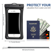 IPX8 flottant étanche support pour téléphone pochette réglable cou lanière téléphone pochette téléphone sacs secs pour vacances plage piscine natation