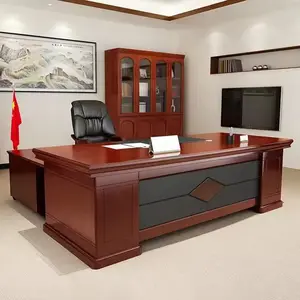 Escritorios modernos para oficinas, escritorio Big Boss, mesa de director de madera, diseño de escritorio y gabinete Boss de melamina