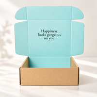 Boîte d'expédition ondulée personnalisée Fresh Aqua avec base en kraft naturel et service d'impression en gros pour vêtements pour enfants