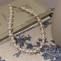 Perle colorée Dopamine Ins couleur bonbon tout Match couleur grand collier de perles rose mignon doux mode amour pendentif collier de perles