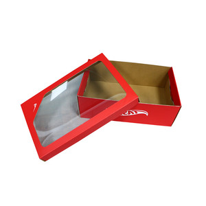 Large Cardboard Shoe Packaging Box Lid and Base Paper Shoe Box Luxury Shoe Boxes with clear Window - Product Image 6