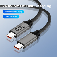 Cable de Carga Rápida y Transferencia de Datos Justlink OEM ODM PD 240W 480Mbps 48V5A, Tipo-C a Tipo-C, de Nailon, para Teléfono