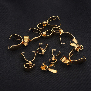 <b>Clip</b> on Pendant Bail | 18K PVD Gold Plated Stainless Steel Pinch Clasp Connector for DIY Necklace Bracelet Jewelry Making - Product Image 3