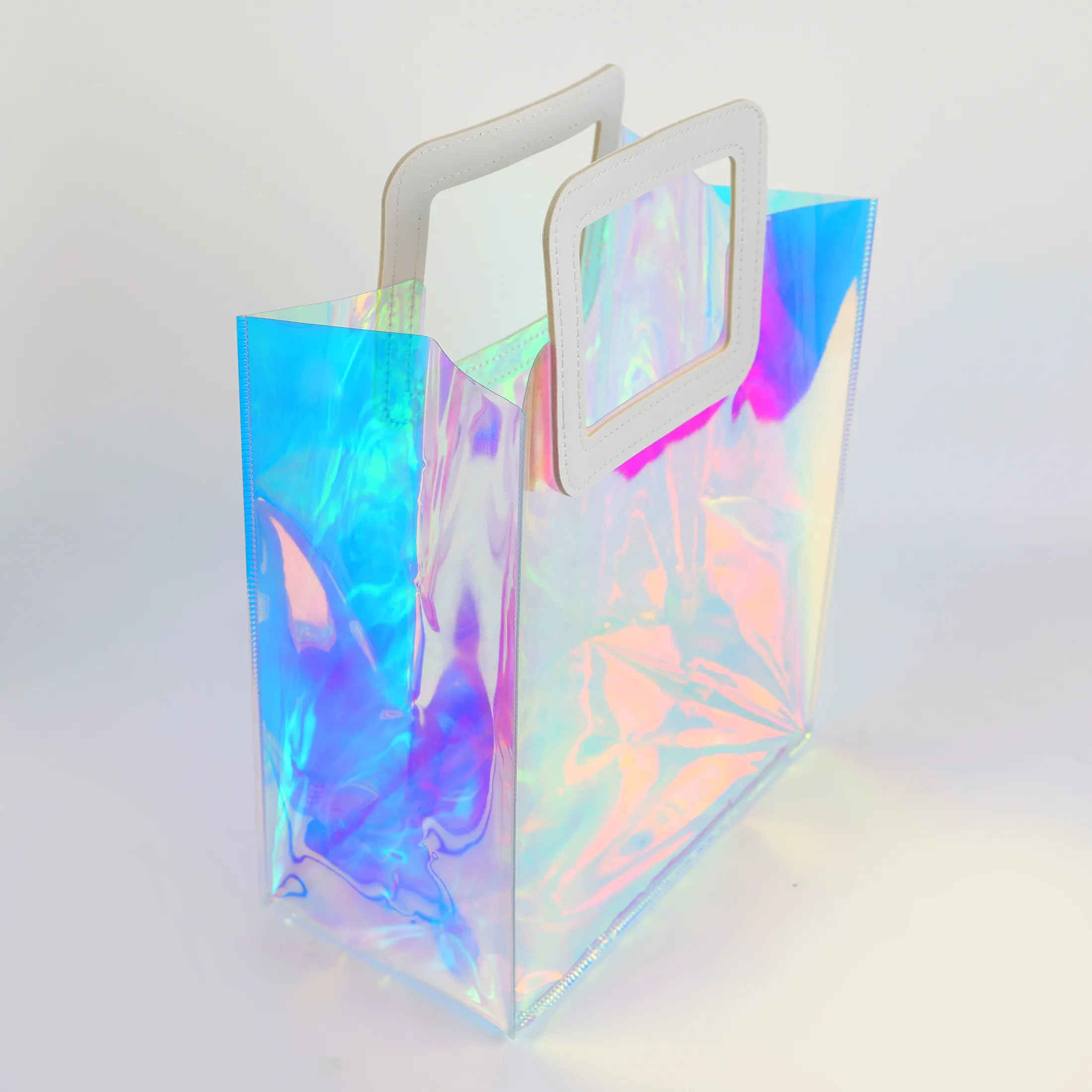 Moda Hologram PVC taşıma çantası temizle lazer çanta şeffaf holografik yanardöner alışveriş çantaları