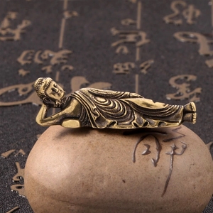 Statuette miniature de <span class=keywords><strong>Bouddha</strong></span> couché en laiton électroplaqué pour collection d'art et cadeau décoratif - Product Image 5